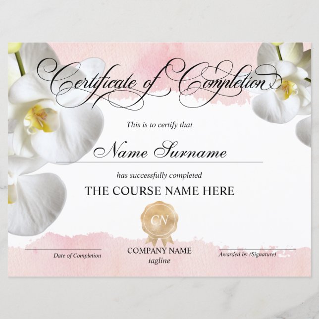 Certifikat för fullföljning av kursavslutning (Framsida)