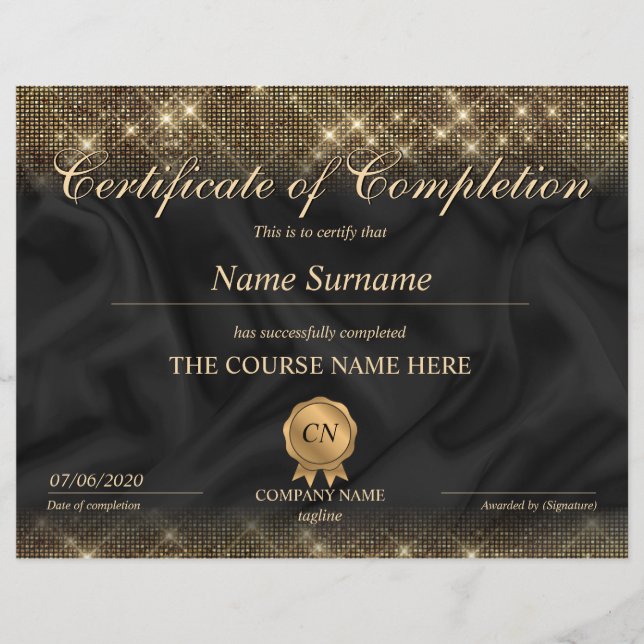 Certifikat för fullföljning av kursavslutning (Framsida)