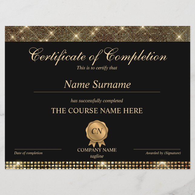 Certifikat för fullföljning av kursavslutning (Framsida)