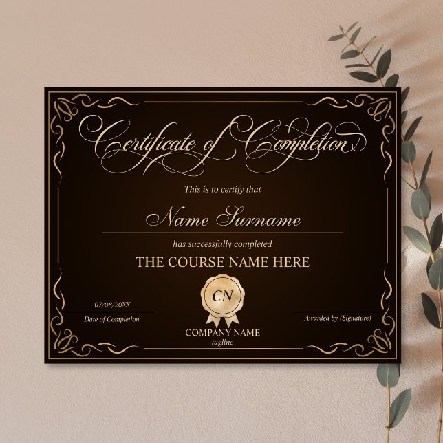 Certifikat för fullföljning av kursavslutning (Skapare uppladdad)