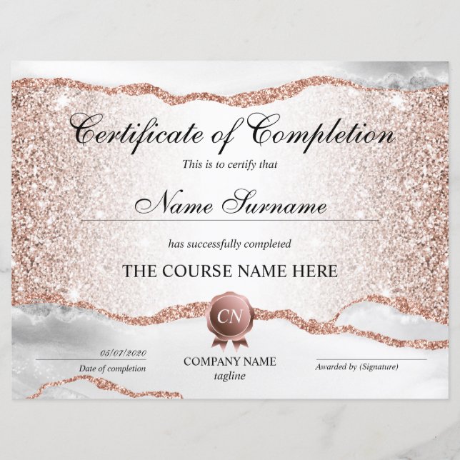 Certifikat för fullföljning av kursavslutning (Framsida)