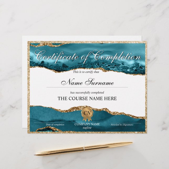 Certifikat för fullföljning av kursavslutning (Fram/Back In Situ)