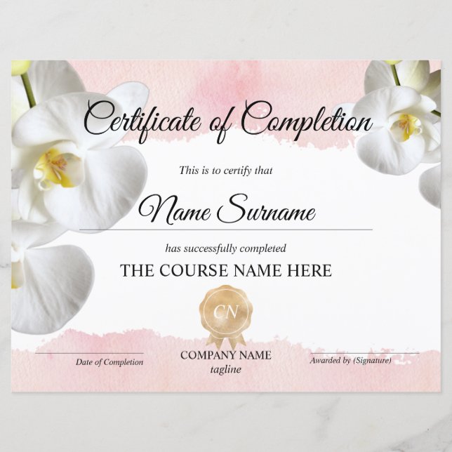 Certifikat för fullföljning av kursavslutning (Framsida)