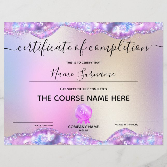 Certifikat för fullföljning av kursavslutning (Framsida)