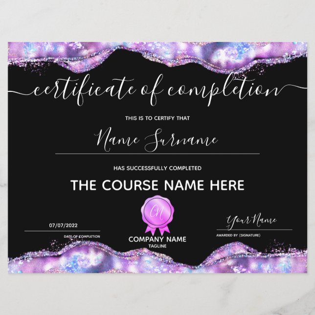 Certifikat för fullföljning av kursavslutning (Framsida)