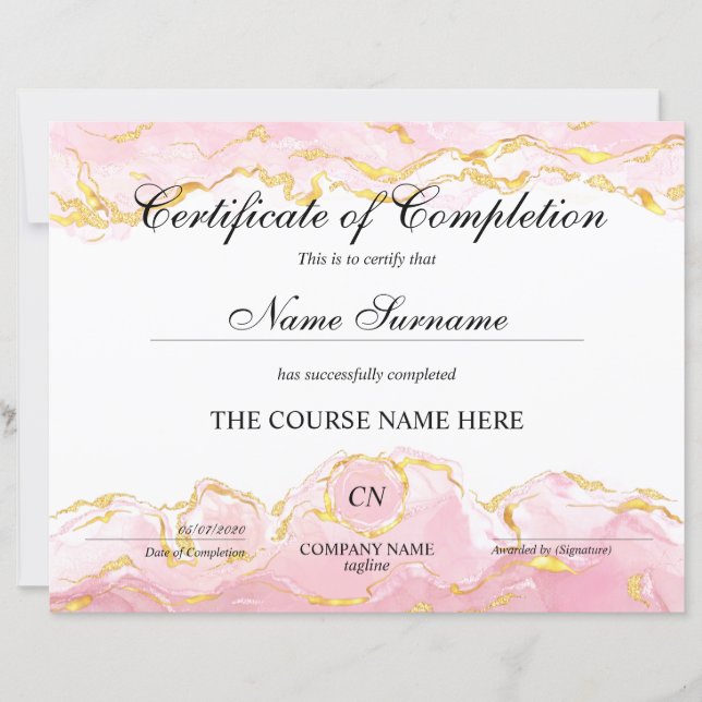 Certifikat för fullföljning av kursavslutning (Framsida)