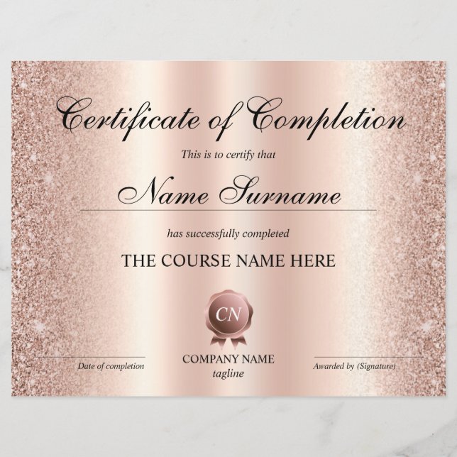 Certifikat för fullföljning av kursavslutning (Framsida)