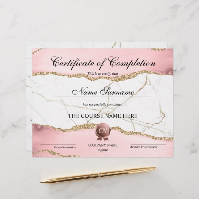 Certifikat för fullföljning av kursavslutning (Fram/Back In Situ)