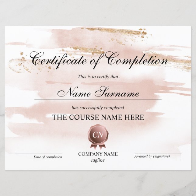 Certifikat för fullföljning av kursavslutning (Framsida)