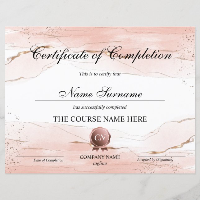 Certifikat för fullföljning av kursavslutning (Framsida)