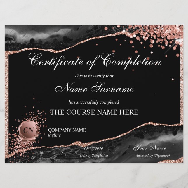 Certifikat för fullföljning av kursavslutning (Framsida)