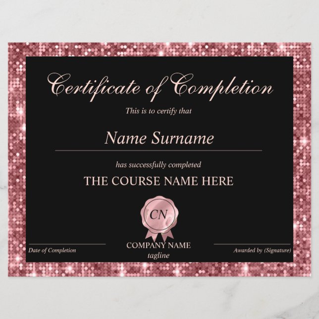 Certifikat för fullföljning av kursavslutning (Framsida)