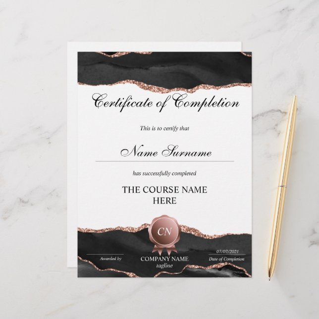 Certifikat för fullföljning av kursavslutning (Fram/Back In Situ)