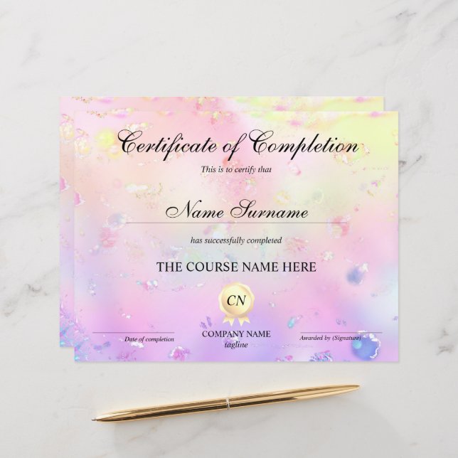 Certifikat för fullföljning av kursavslutning (Fram/Back In Situ)