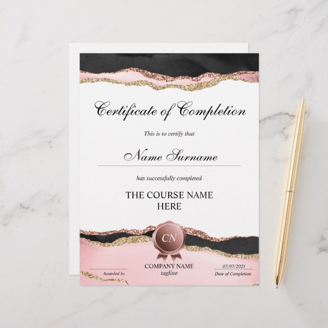 Certifikat för fullföljning av kursavslutning (Fram/Back In Situ)