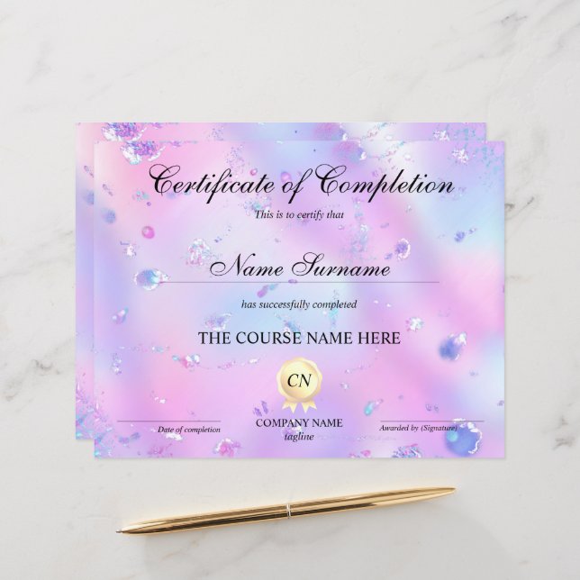 Certifikat för fullföljning av kursavslutning (Fram/Back In Situ)