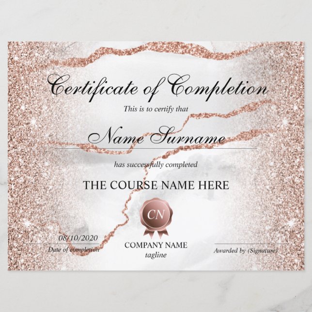 Certifikat för fullföljning av kursavslutning (Framsida)