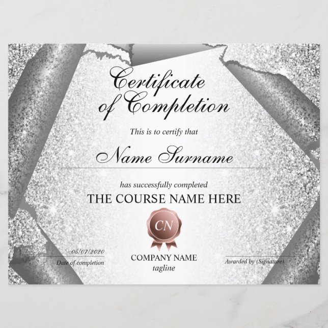 Certifikat för fullföljning av kursavslutning (Framsida)