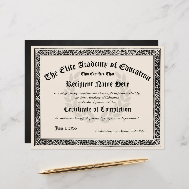 Certifikat för fullgörande av diplomatexamen i Stu (Fram/Back In Situ)