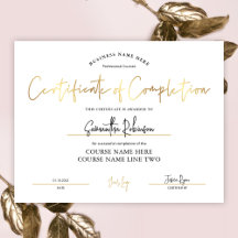 Certifikat för fullgörande av Faux-Guld-skönhetspr