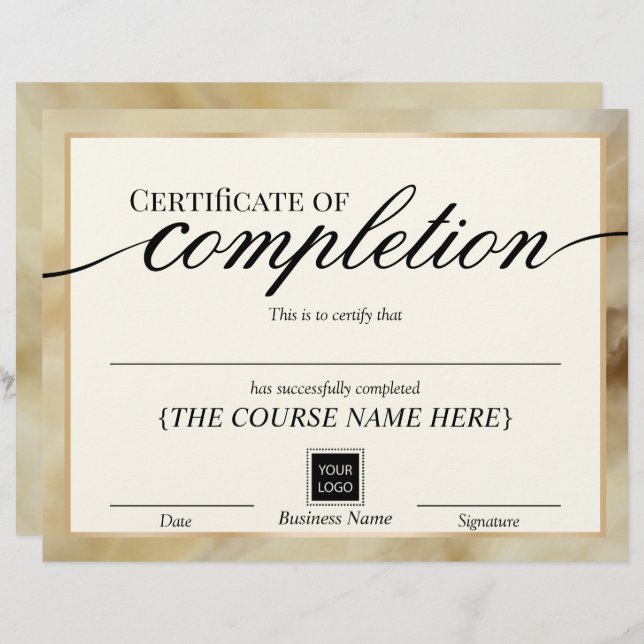 Certifikat för fullgörande av Guld Agate Award (Fram/baksida)