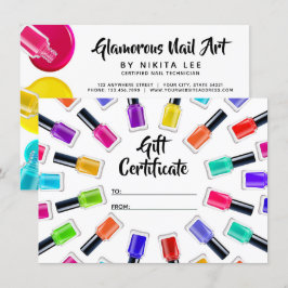 Certifikat för gåva av Bright Rainbow Nail Art Tec Inbjudningar