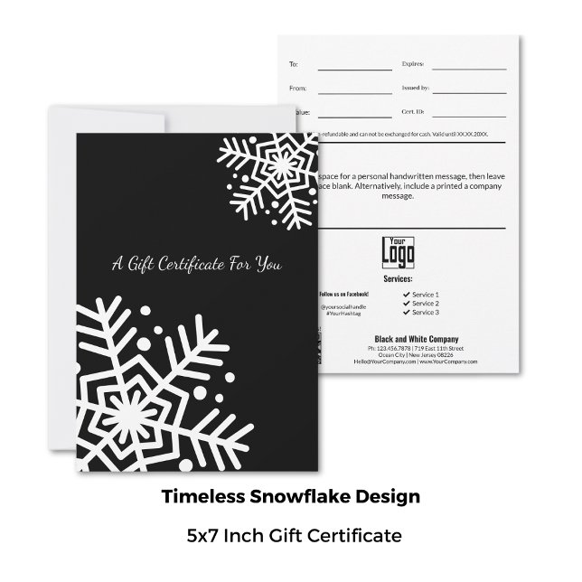 Certifikat för gåva från vintersmåföretag (5x7 Inch, Winter Small Business Snowflake Gift Certificate Cards)