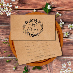 Certifikat för gåva från Woodland Garland Rustic K