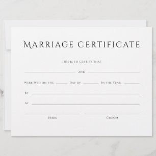 Certifikat för Giftermål-text med minimal Elegant