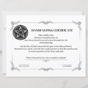 Certifikat för handfasta Bröllop