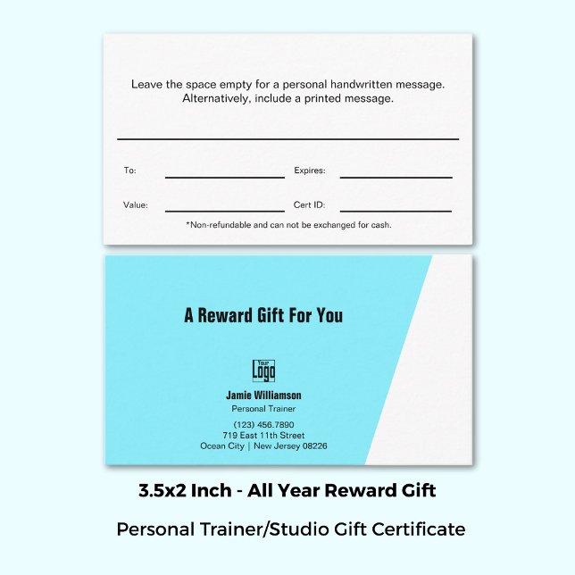 Certifikat för högpresterande utbildare för belöni (3.5x2 Inch, High Performance Trainer Reward Gift Certificate)