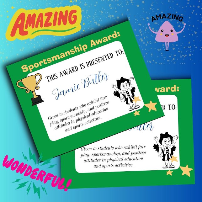 Certifikat för idrottsklass vid sporttilldelning (Amazing)