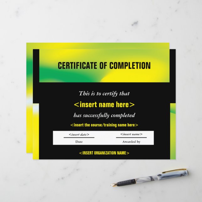 Certifikat för ifyllande (Fram/Back In Situ)
