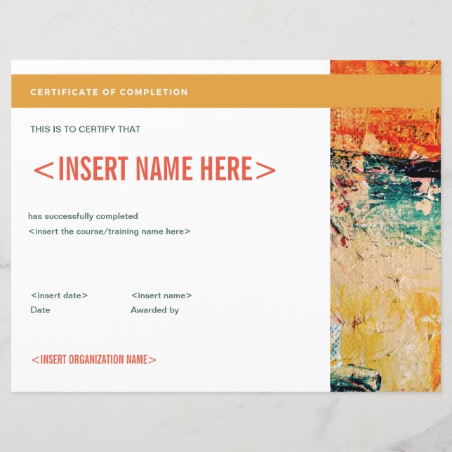 Certifikat för ifyllande (Framsida)