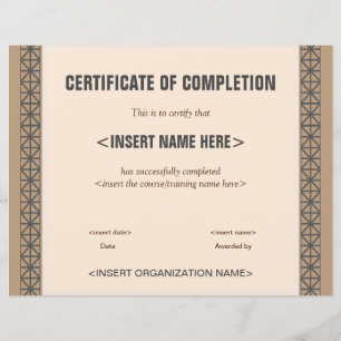 Certifikat för ifyllande