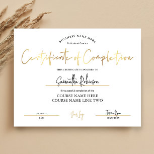 Certifikat för ifyllande Faux Guld nedladdningsbar Poster