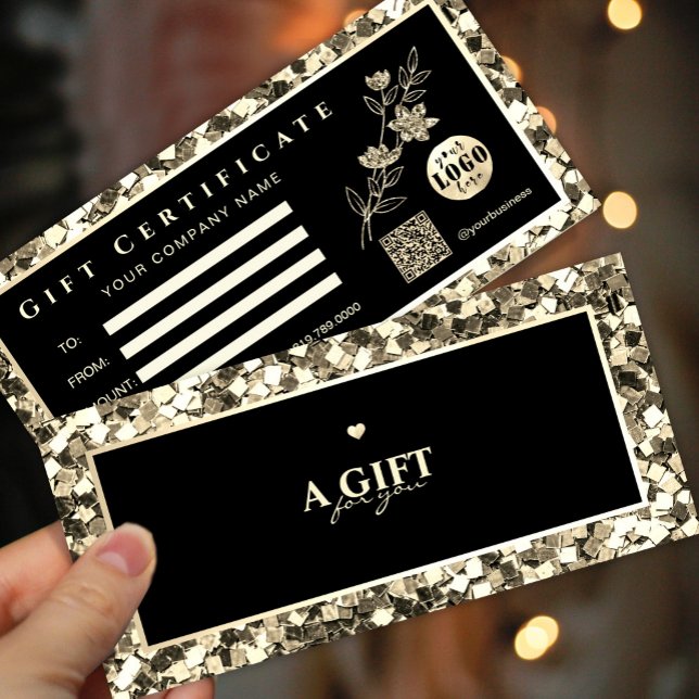 Certifikat för Lägg till Logotyp-gåva i Modern Gul (#giftcertificate #goldframegiftcard #giftcard #Christmas #holiday #newyear #caligraphic #goldfoil )