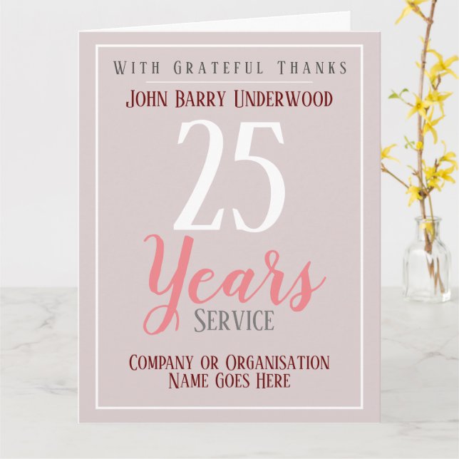 Certifikat för långtidsservice i Stil Kort (Gul blomma)