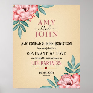 Certifikat för "Life Partners" i Kärlek-konvention Poster