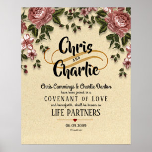 Certifikat för "Life Partners" Modern Blommigt Brö Poster