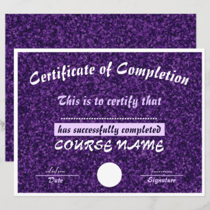 Certifikat för Lila av glitter