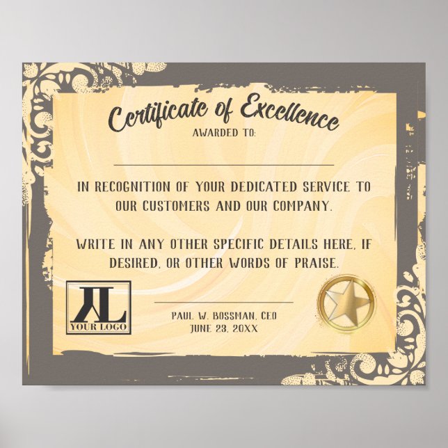 Certifikat för medarbetare med särskild kompetens poster (Framsidan)