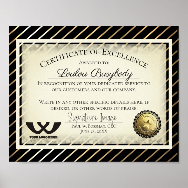 Certifikat för medarbetares frivilliga utmärkelse poster (Framsidan)