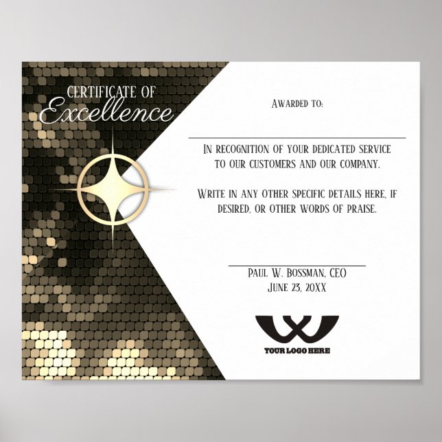 Certifikat för medarbetarpris poster (Framsidan)