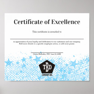 Certifikat för medarbetarpris poster