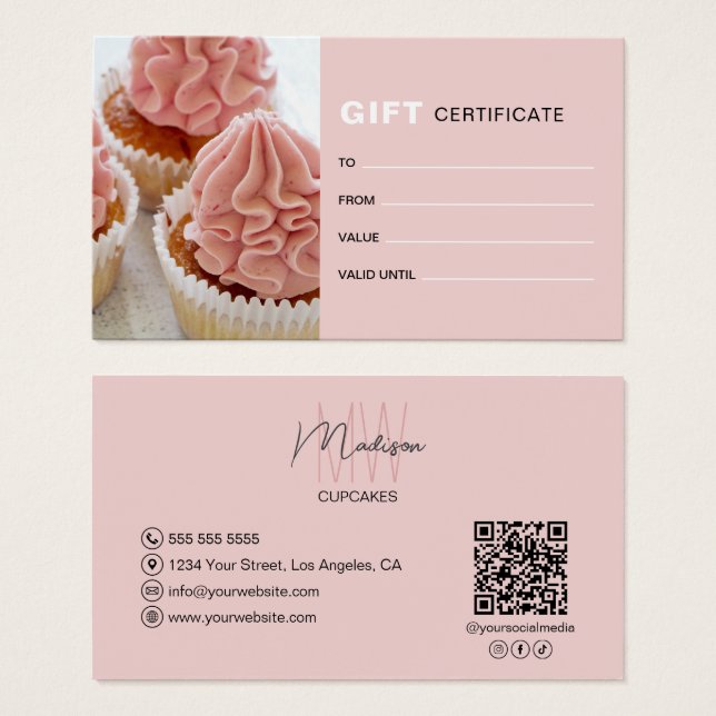 Certifikat för Monogram Photo QR Bakery Business G (Framsida & baksida)