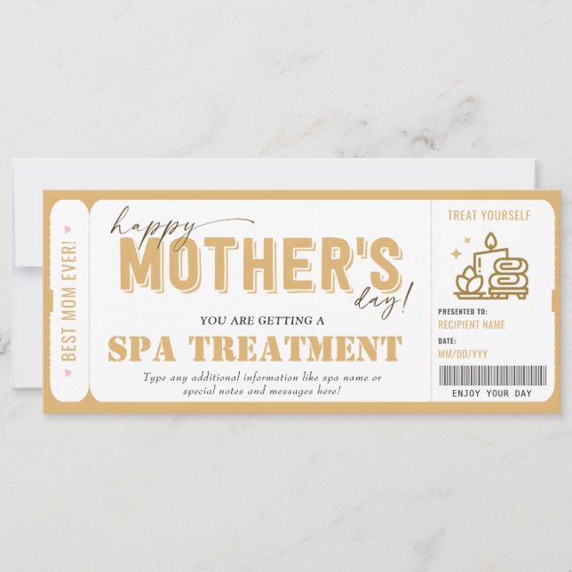Certifikat för Mors dag Gift Spa-kupong Inbjudningar (Framsida)