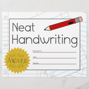 Certifikat för Neat Handskrift Award - Röda pennan
