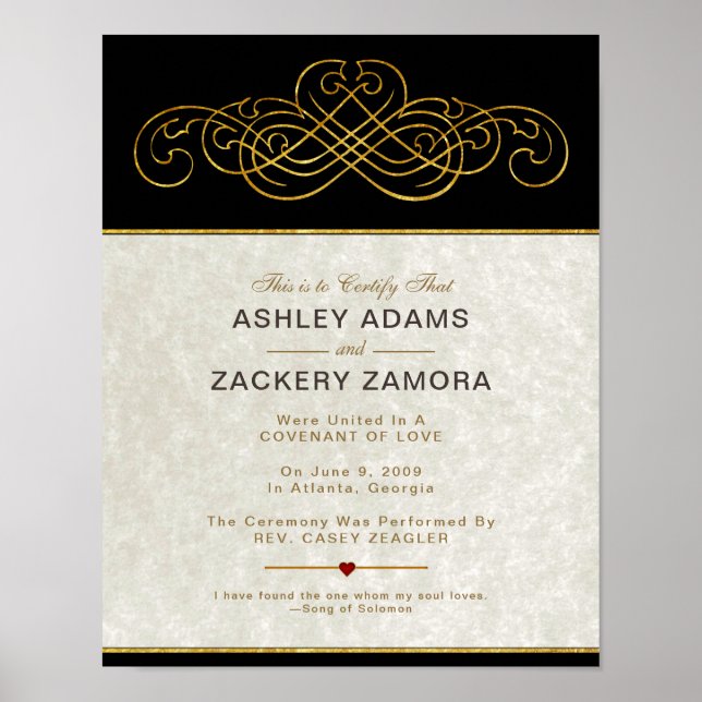Certifikat för Ornate Victorian Contemporary Bröll Poster (Framsidan)