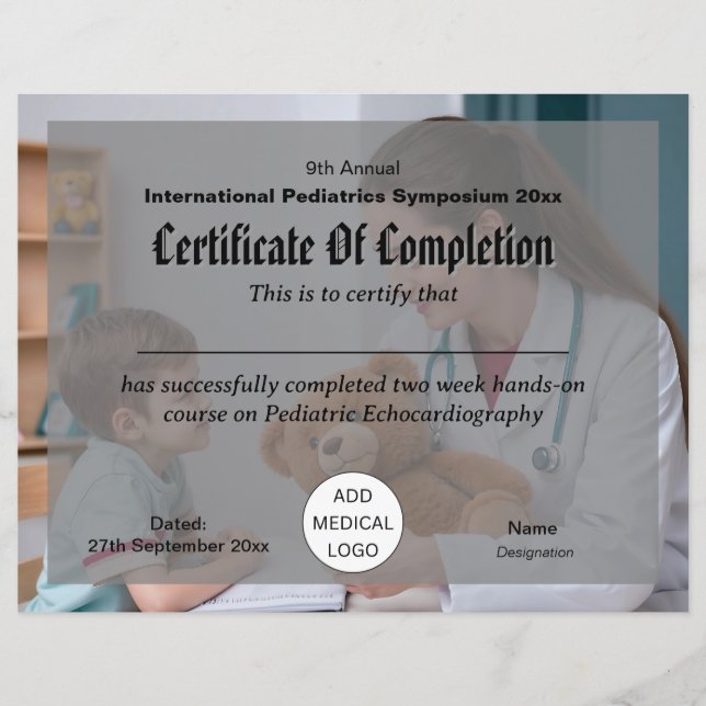 Certifikat för pediatrisk läkarkonferens (Framsida)